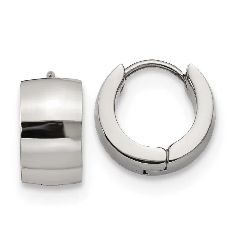 women’s long dangling earrings-Stainless Steel Polished 7.0mm Hinged Hoop Earrings