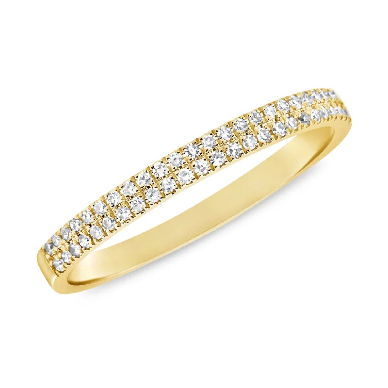 2 Row Pave Diamond Ring made in 14K Gold