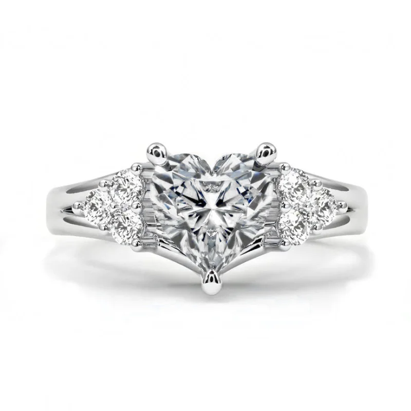 women’s engagement ring-Zarkan White Diamond Pure Silver Love Ring