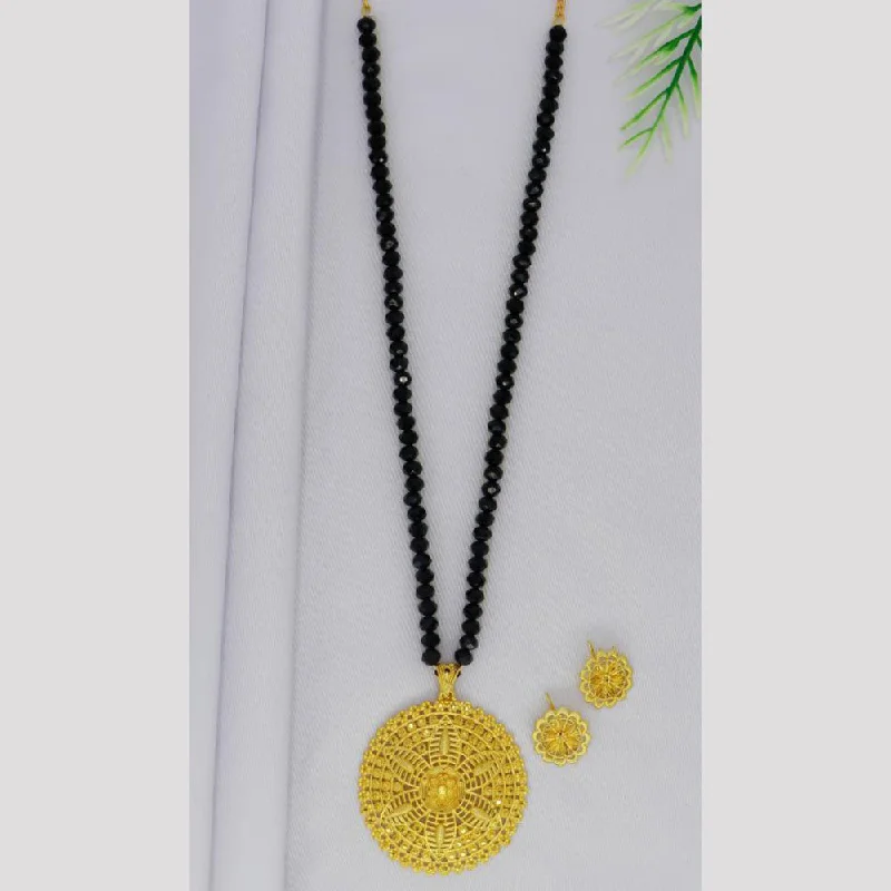 women’s multi-stone necklace-Mahavir Gold Plated Pearls Long Necklace Set