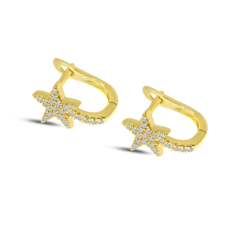 women’s chanderlier earrings-DIAMOND SHOOTING STAR HUGGIE EARRINGS E10413