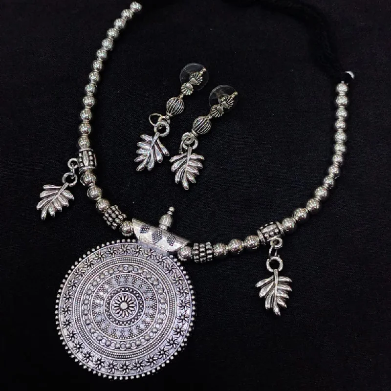 women’s birthstone necklace-SNERA Oxidised Plated Navratri Special Necklace Set