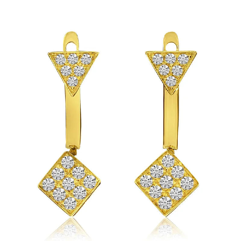 women’s diamond drop earrings-PAVE TRIANGLE STUD EARRINGS WITH JACKET E9879