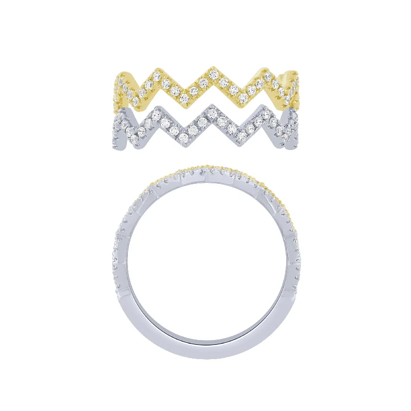 women’s affordable diamond rings-14K 1/2Ct Zigzag Fashion Ring