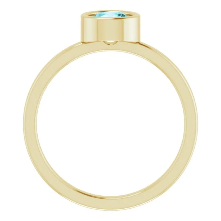 women’s rose gold ring-14K Yellow 5.5 mm Natural Blue Zircon Ring