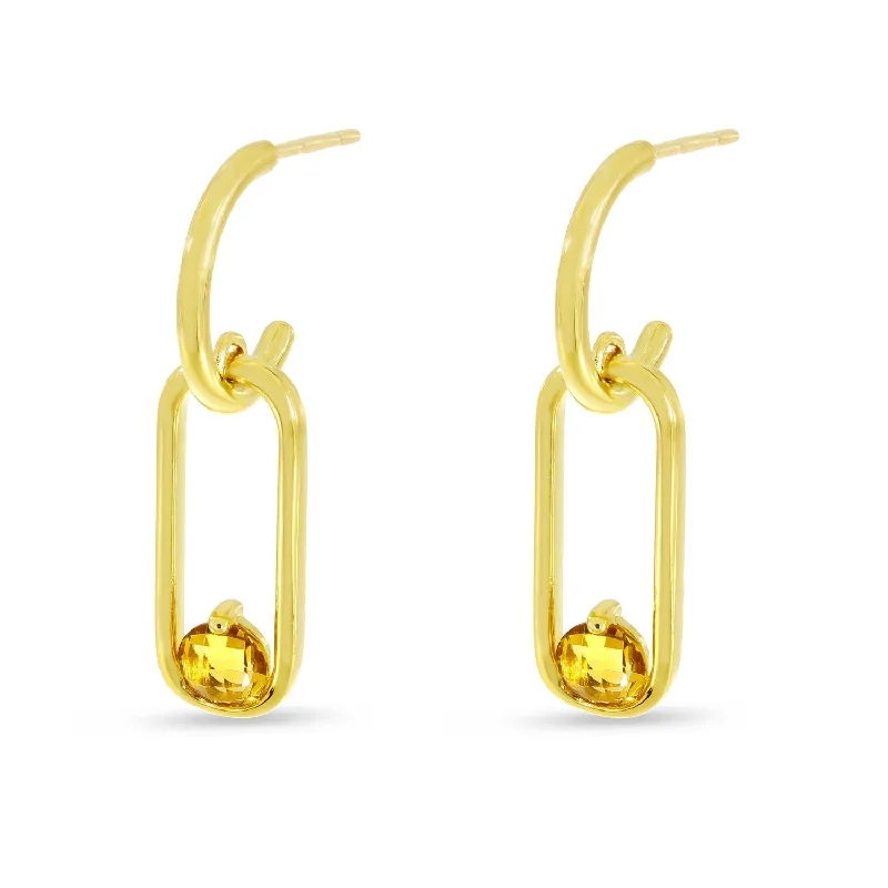 women’s art deco earrings-CITRINE LINK EARRINGS E4467