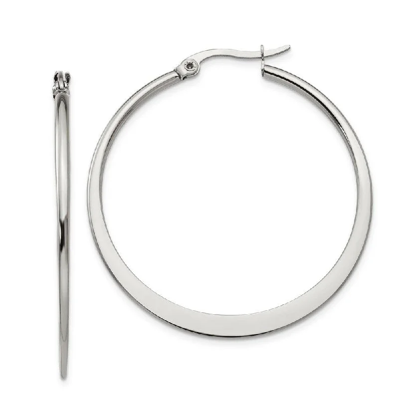 women’s yellow gold earrings-Stainless Steel 40mm Diameter Hoop Earrings