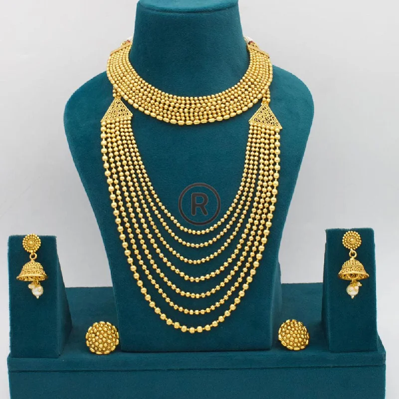 women’s gold pendant necklace-Manisha Jewellery Gold Plated Double Necklace Set