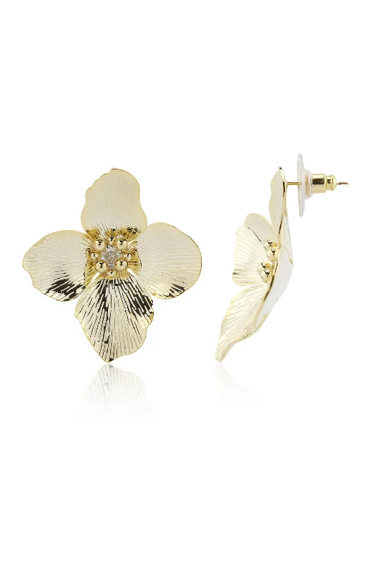 women’s birthday earrings-Beatrix Gold Flower Earrings