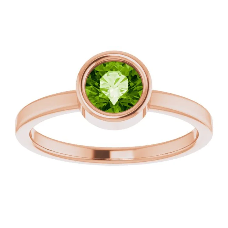 women’s engagement rings with diamonds-14K Rose 5.5 mm Natural Peridot Ring