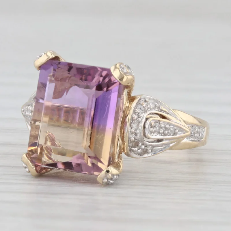 4.90ctw Purple Yellow Ametrine Diamond Ring 10k Yellow Gold Size 6