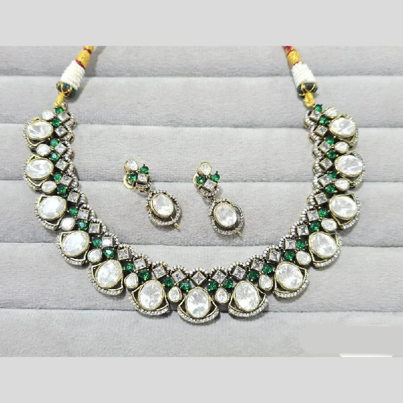 women’s trendy necklace-JCM Polki Kundan Stone Necklace Set