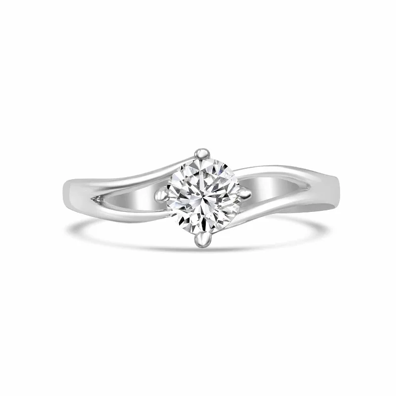 women’s engagement rings with diamonds-Wave Minimal Solitaire Sterling Silver Ring