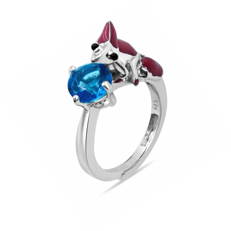 women’s wedding ring-Chamaeleon blue Ring In 925 Silver With AD