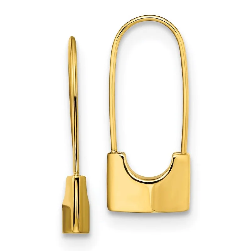 women’s asymmetrical earrings-Stainless Steel Polished Yellow IP-plated Lock Earrings