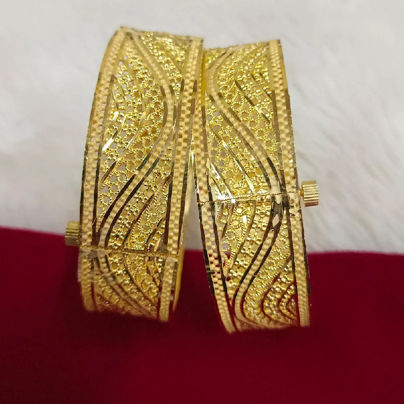 women’s vintage diamond engagement rings-women’s gold bangles-Pari Art Jewellery Forming Openable Bangles Set