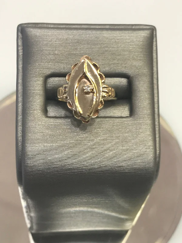 10 Karat Yellow Gold Wishbone Diamond Ring