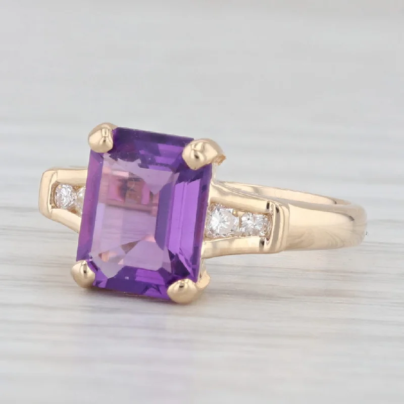 2.05ctw Amethyst Diamond Ring 14k Yellow Gold Size 5.5