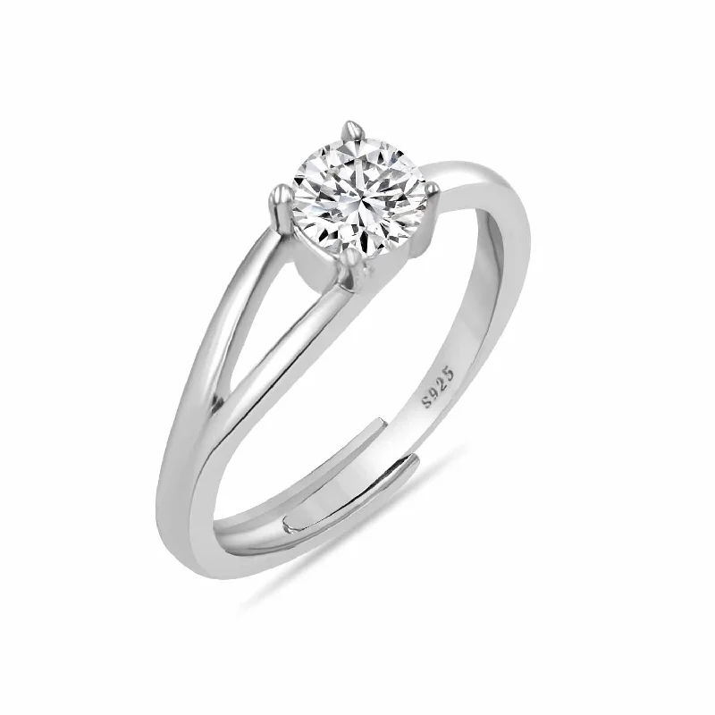 women’s engagement ring-Hold Her Solitaire Sterling Silver Ring