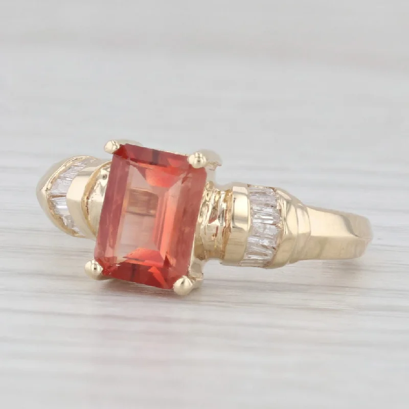 1.44ctw Emerald Cut Sunstone Diamond Ring 10k Yellow Gold Size 6.25