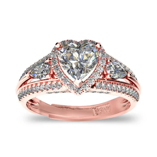 women’s cushion cut ring-Zarkan Rose Gold Royal Dimond Cut Heart Propose Ring