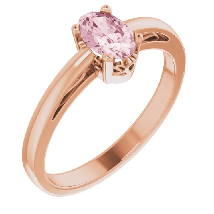 women’s cushion cut engagement rings-14K Rose Natural Pink Morganite Ring