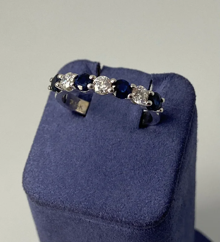 White Gold Natural Sapphire and Diamond Ring