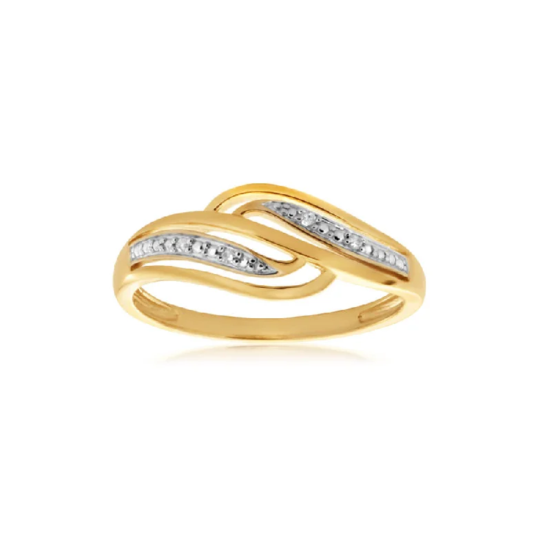 9ct Yellow Gold Diamond Ring with 4 Brilliant Diamonds