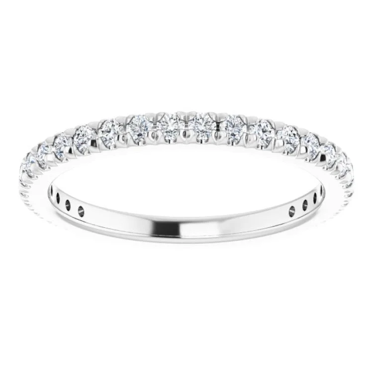 women’s eternity bands-Platinum 3/8 CTW Natural Diamond French-Set Anniversary Band