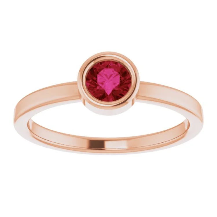 women’s solitaire rings-14K Rose 4.5 mm Lab-Grown Ruby Ring