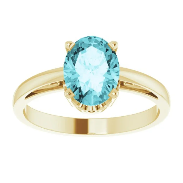 women’s heart-shaped ring-14K Yellow Natural Blue Zircon Ring