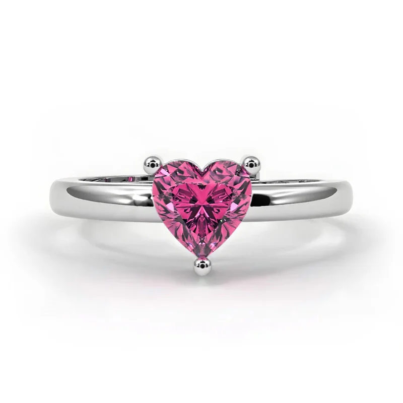 women’s high-end rings-Zarkan Pink Heart Silver Ring