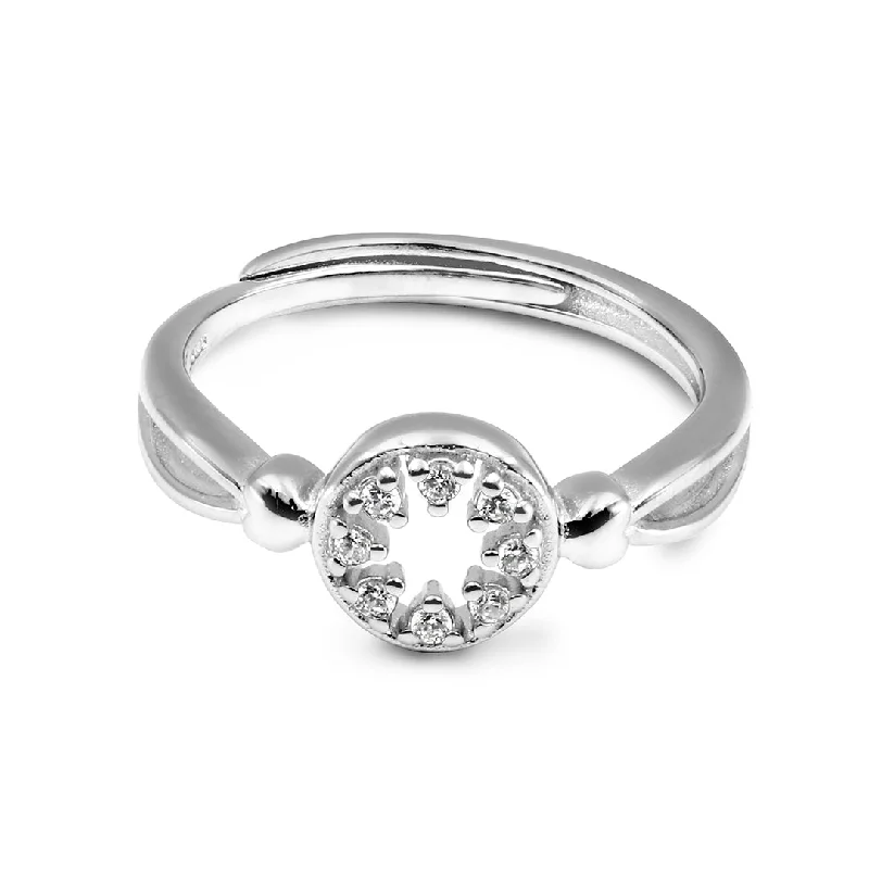 women’s contemporary rings-Zarkan Minimal Office Look 925 Silver Ring