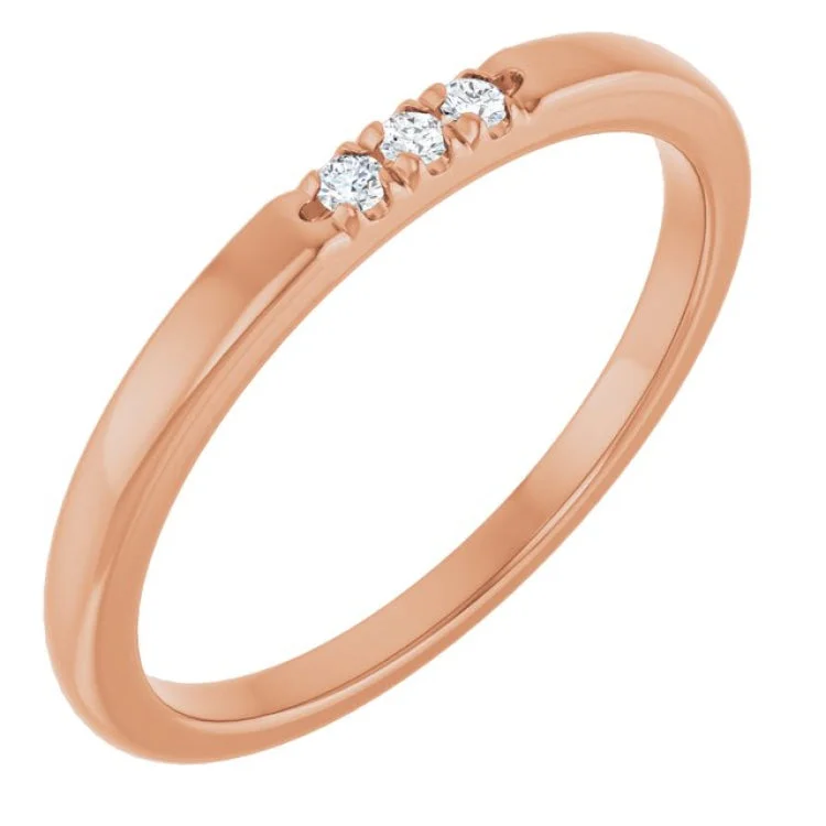 women’s pearl ring-14K Rose .05 CTW Lab-Grown Diamond  Anniversary Band