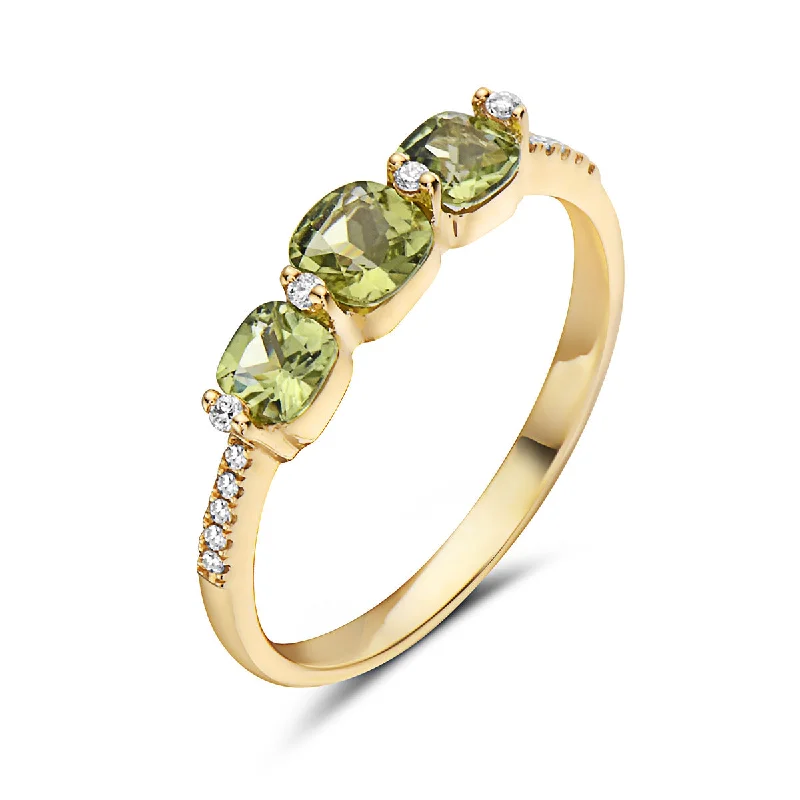 women’s rose gold wedding ring-Peridot And Diamond Fashion Ring