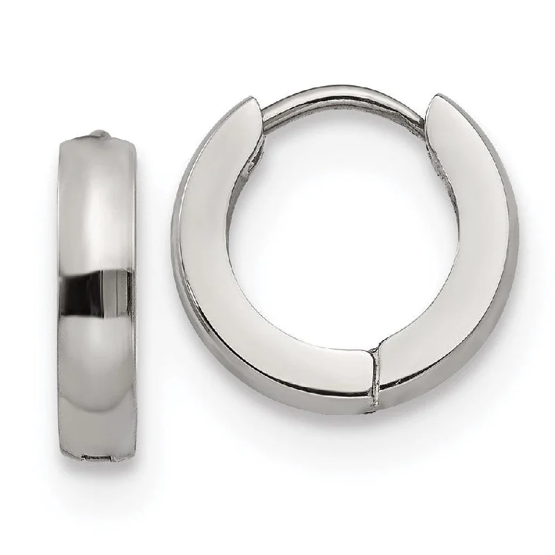 women’s classic stud earrings-Stainless Steel Polished 3.0mm Hinged Hoop Earrings