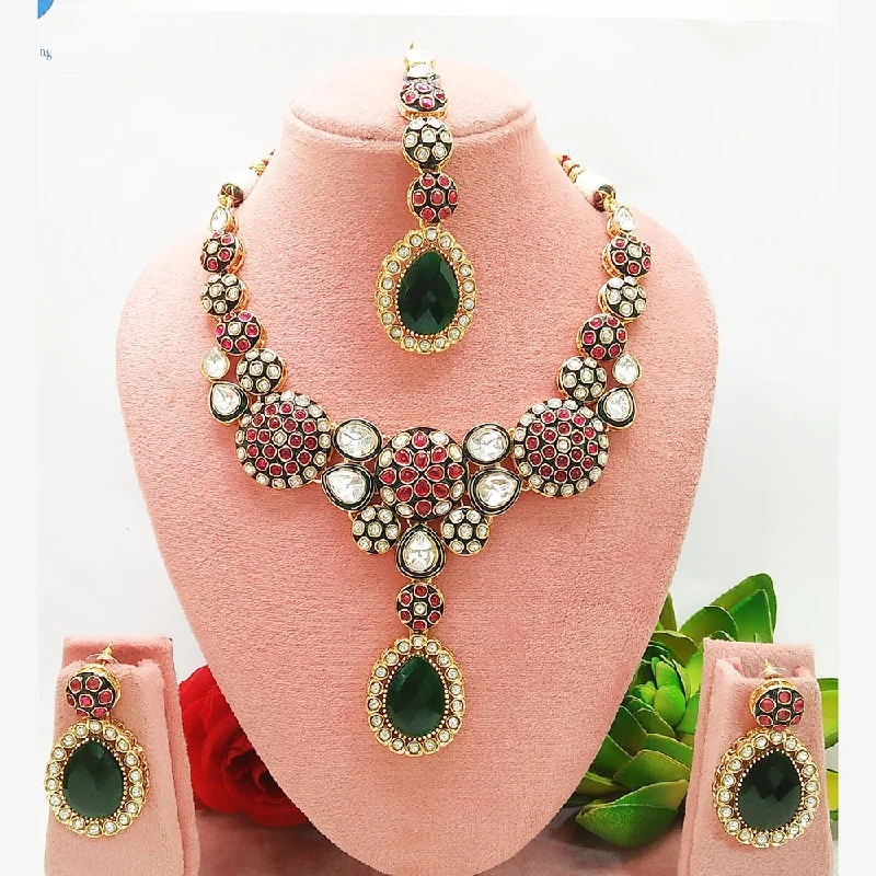 women’s minimalist pendant necklace-Everlasting Quality Jewels Gold Plated Kundan Necklace Set