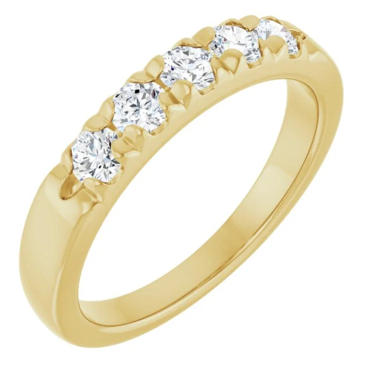 women’s art deco rings-14K Yellow 1/2 CTW Lab-Grown Diamond  French-Set Anniversary Band