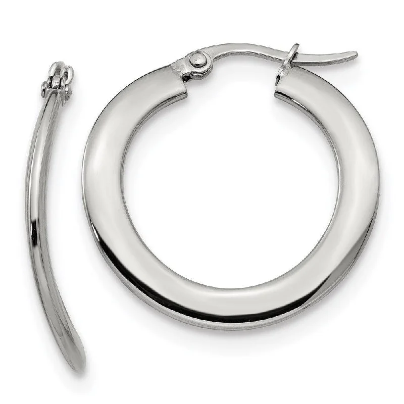 women’s gold stud earrings-Stainless Steel Polished Hoop Earrings