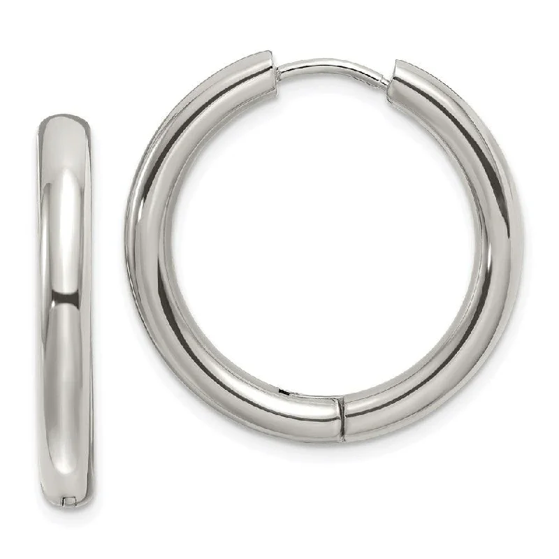 women’s celestial earrings-Stainless Steel Polished 3.5mm Hinged Hoop Earrings