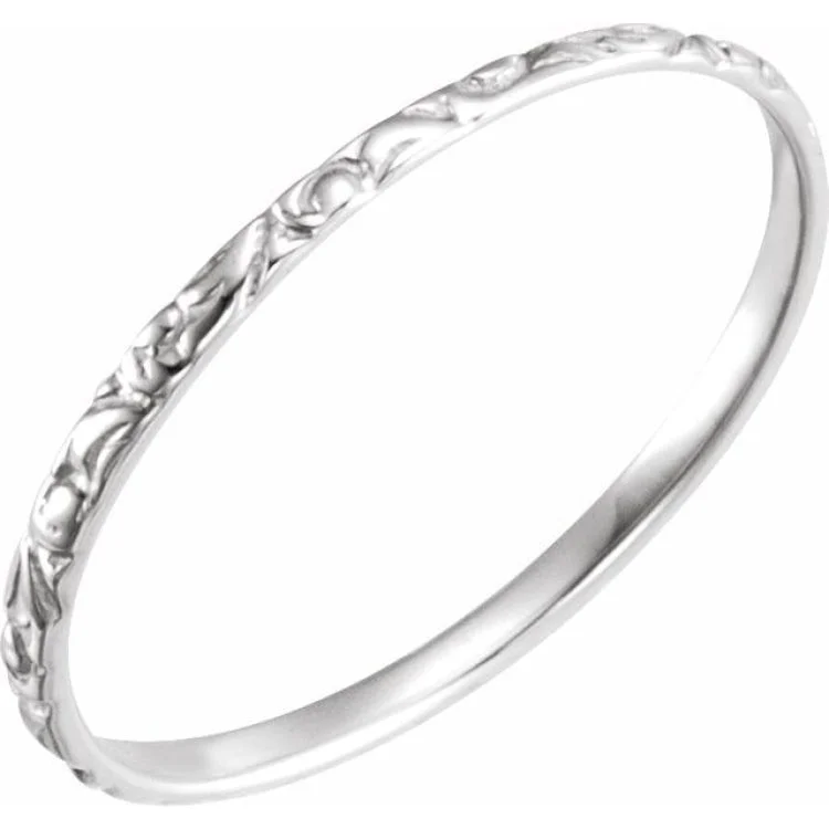 women’s platinum ring-14K White Etched Ring