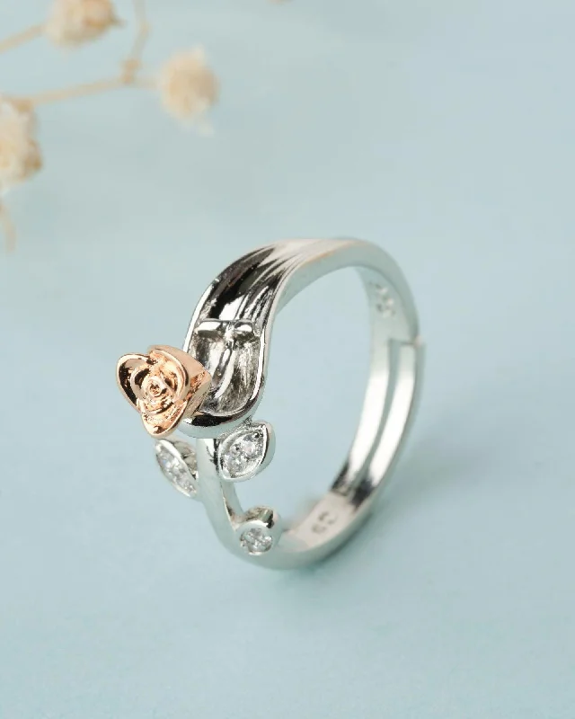 women’s antique rings-925 Sterling Silver Beautiful Rose Ring R01602