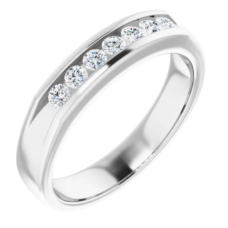 women’s stackable rings-14K White 3/8 CTW Natural Diamond Band