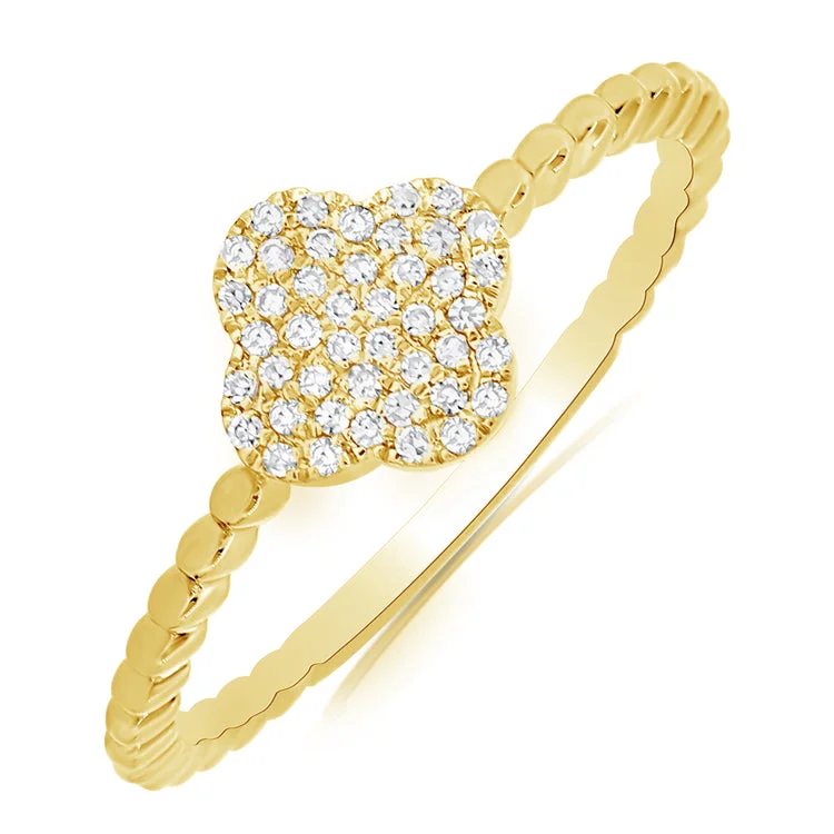 14K Gold Clover Diamond Ring