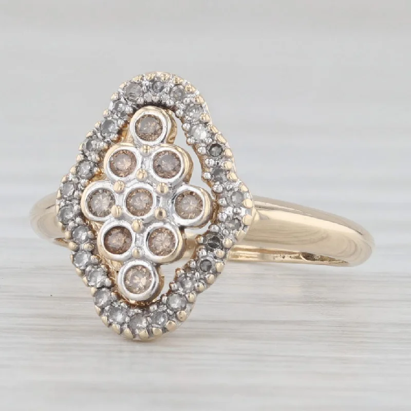 0.20ctw Brown White Diamond Ring 14k Yellow Gold Size 5.25