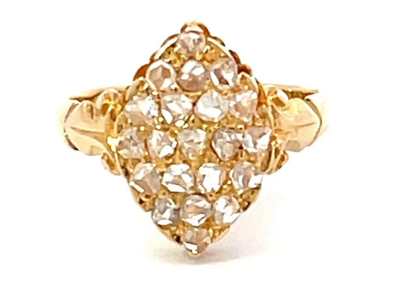 Antique European Rose Cut Diamond Ring in 18K Yellow Gold