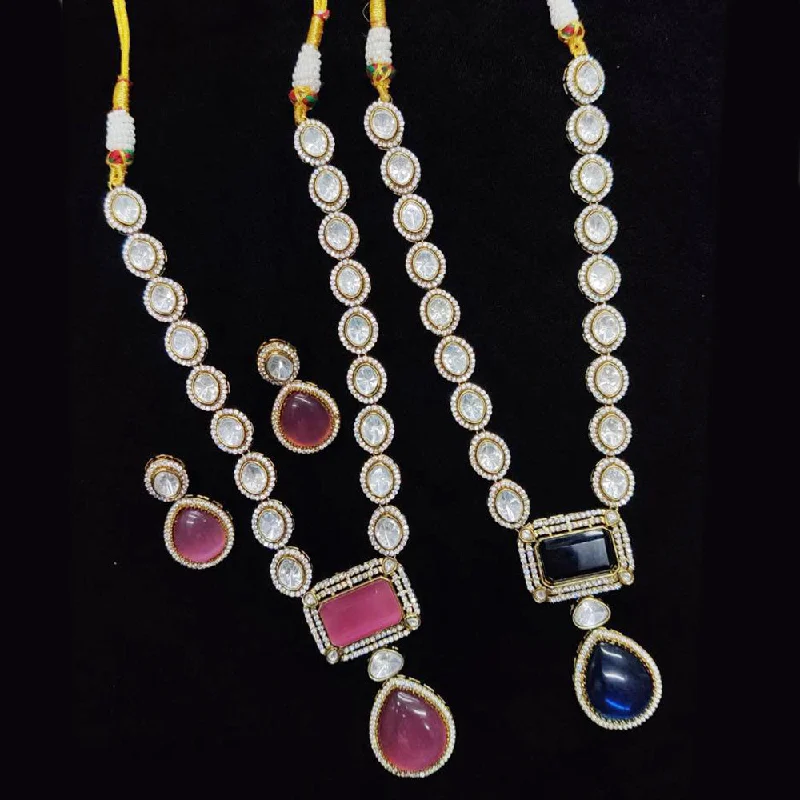 women’s opal necklace-JCM Gold Plated Crystal And Austrian Stone Necklace Set