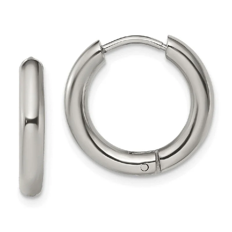 women’s sapphire earrings-Stainless Steel Polished 3mm Hinged Hoop Earrings