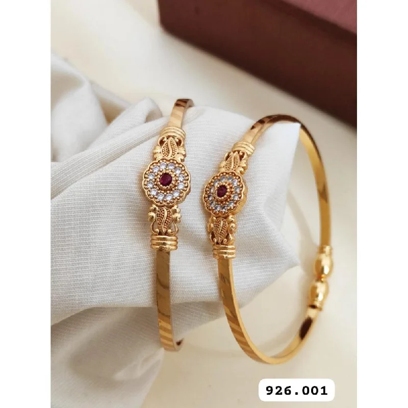 women’s customized wedding rings-women’s unique bangle-Akruti Collection Gold Plated Openable Bangle Set