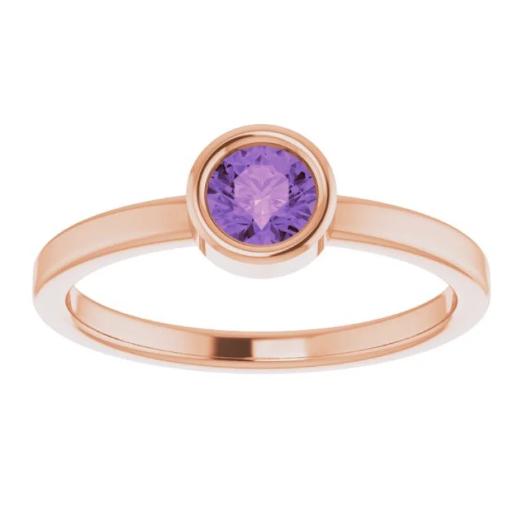 women’s handmade rings-14K Rose 4.5 mm Natural Amethyst Ring